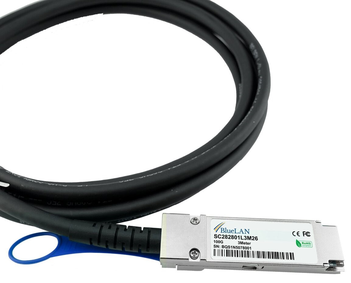 BlueOptics XQ+DA0002-BL cble dInfiniBand 2 m QSFP28 Corail, Argent