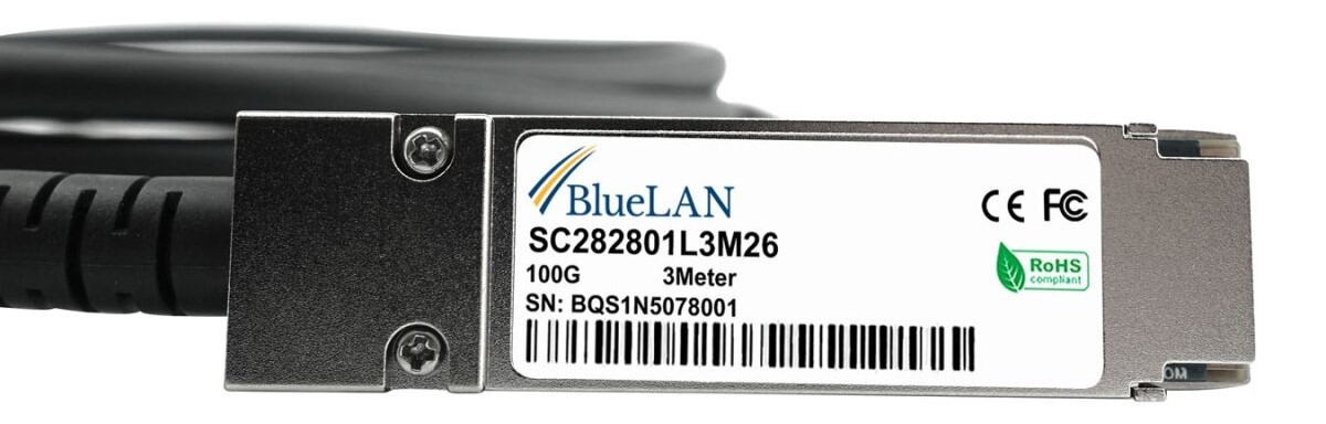 BlueOptics XQ+DA0002-BL cble dInfiniBand 2 m QSFP28 Corail, Argent