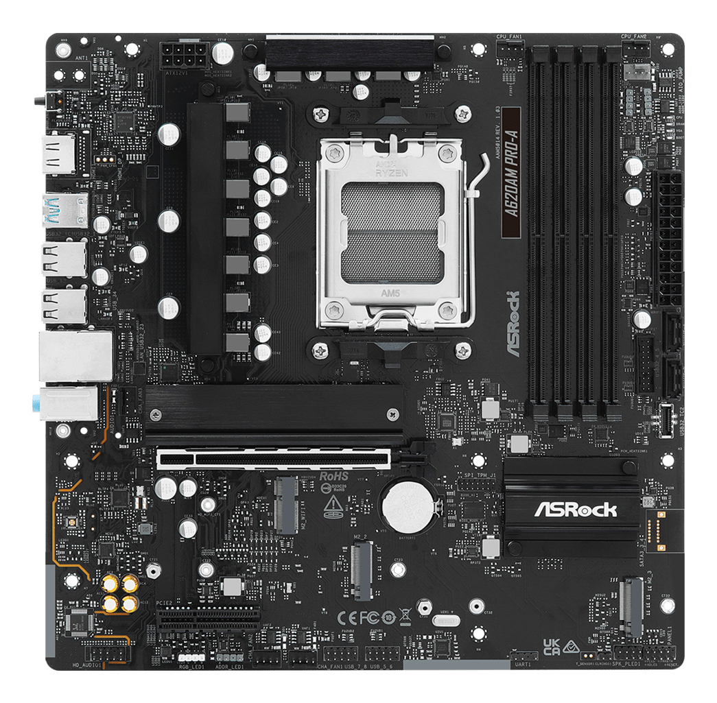 ASRock A620AM PRO-A - Motherboard - micro ATX - Socket AM5 - AMD A620A Chipsatz - USB 3.2 Gen 1, USB-C 3.2 Gen 1 - 2.5 Gigabit LAN - Onboard-Grafik (CPU erforderlich)
