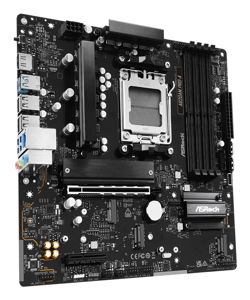 ASRock A620AM PRO-A - Motherboard - micro ATX - Socket AM5 - AMD A620A Chipsatz - USB 3.2 Gen 1, USB-C 3.2 Gen 1 - 2.5 Gigabit LAN - Onboard-Grafik (CPU erforderlich)