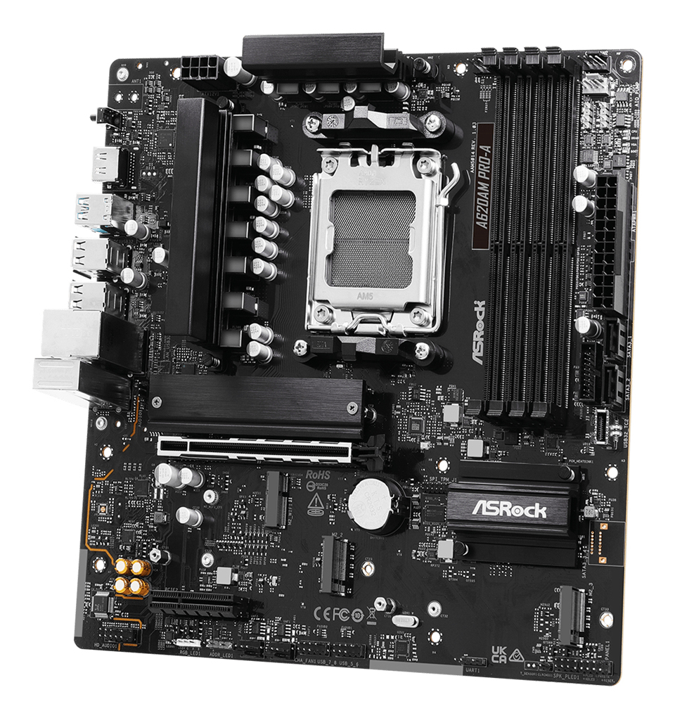 ASRock A620AM PRO-A - Motherboard - micro ATX - Socket AM5 - AMD A620A Chipsatz - USB 3.2 Gen 1, USB-C 3.2 Gen 1 - 2.5 Gigabit LAN - Onboard-Grafik (CPU erforderlich)