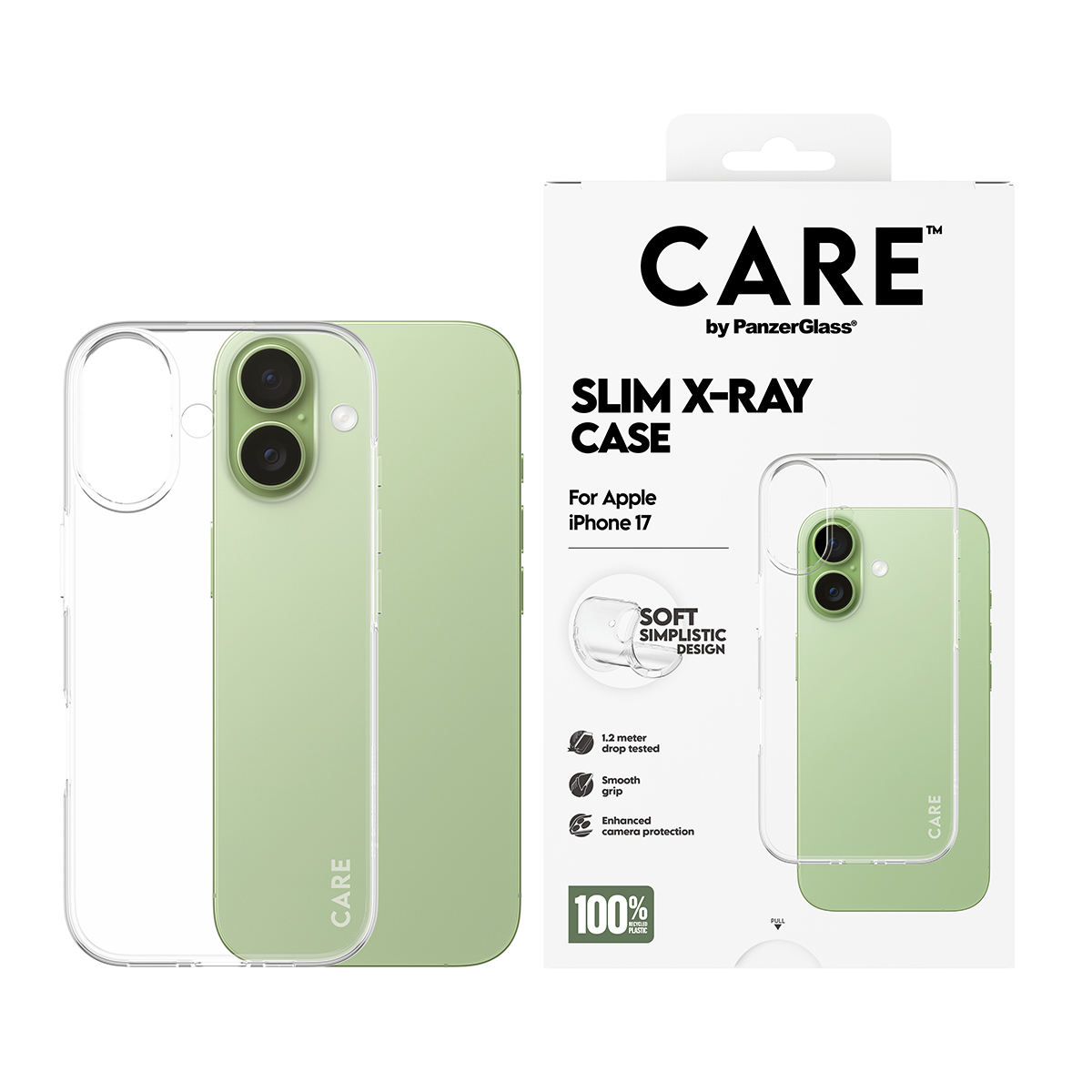 PanzerGlass CARE by � Fashionable Case Transparent X-Ray Soft Basic iPhone 17 custodia per cellulare Cover Trasparente