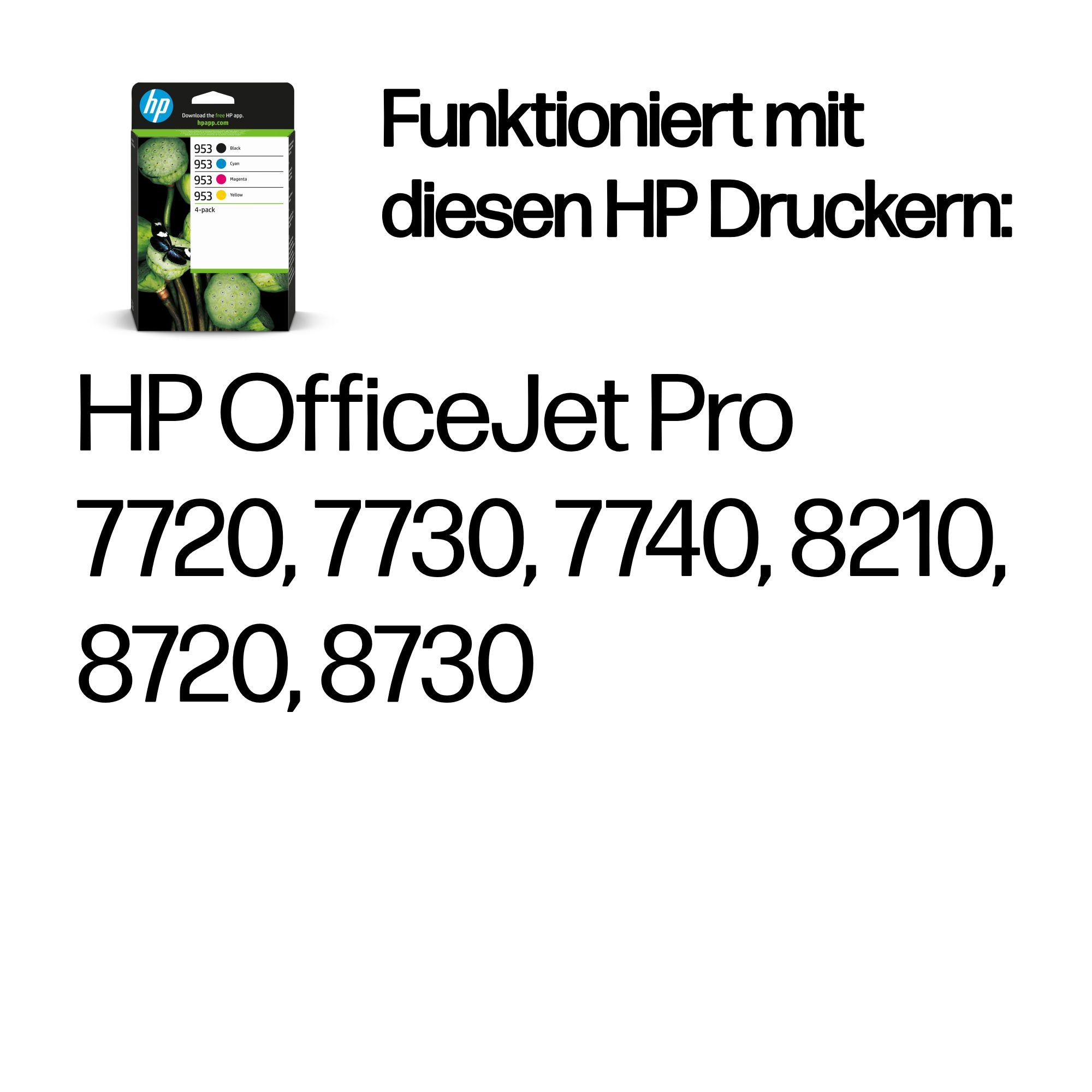 HP 953 4-pack Black/Cyan/Magenta/Yellow Original Ink Cartridges