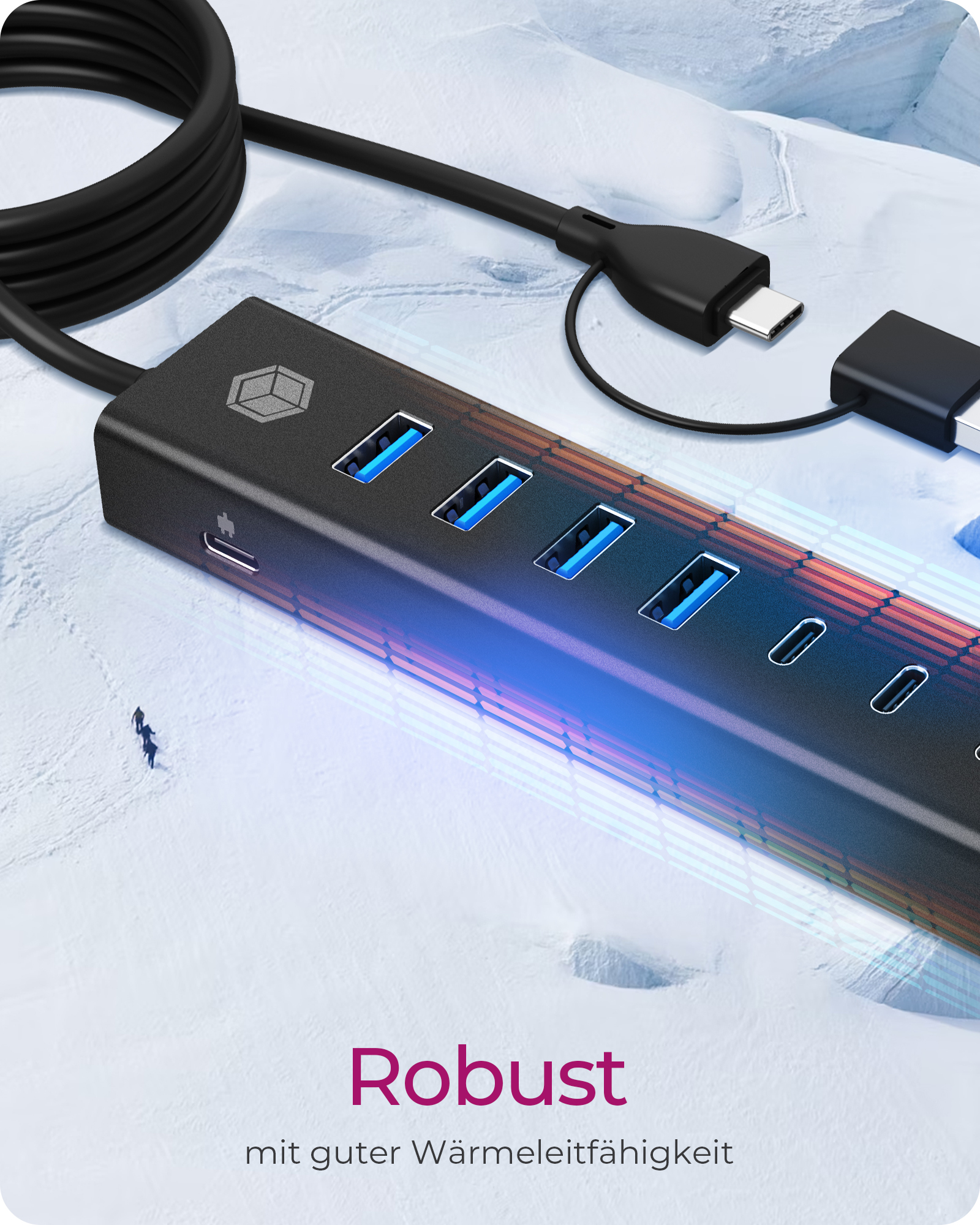 ICY BOX IB-HUB1737-C3 USB 3.2 Gen 1 (3.1 Gen 1) Type-C 5000 Mbit/s Nero