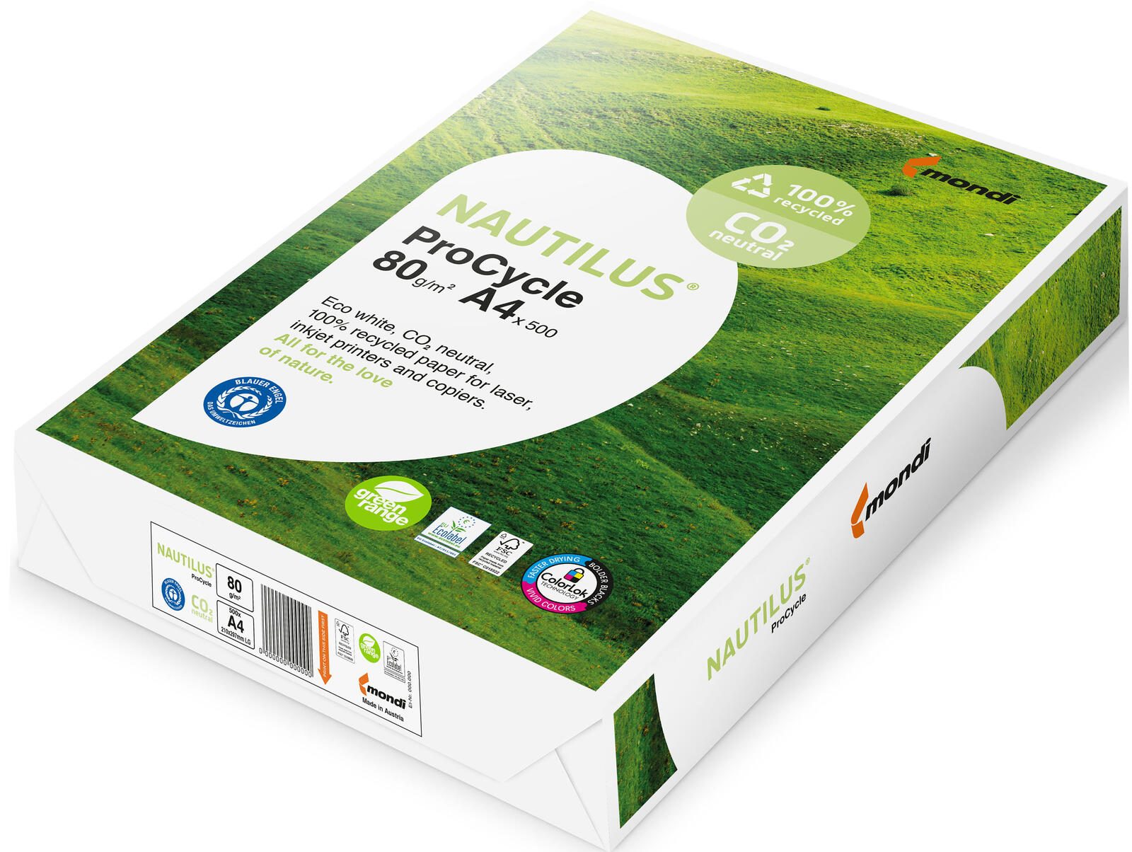 Nautilus Kopierpapier ProCycle 801057A80S DIN A4 80g wei� 500Bl.