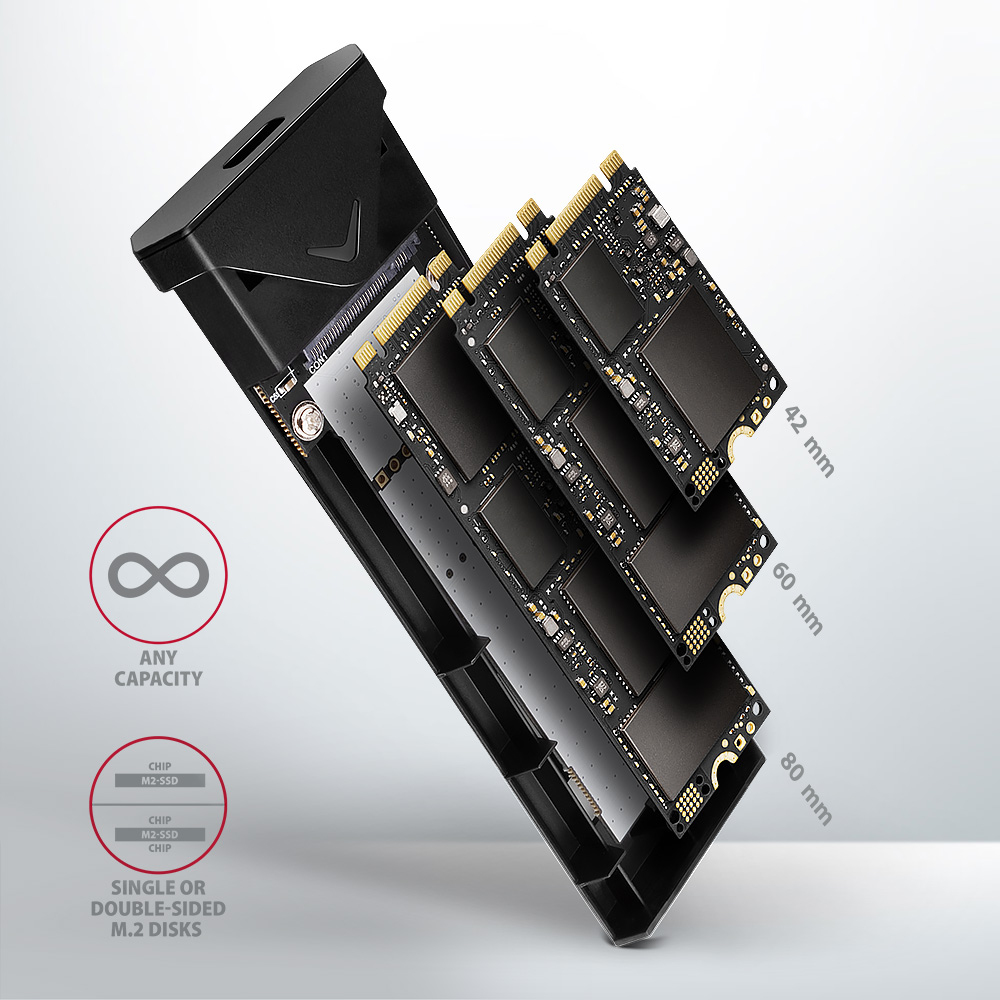Axagon EEM2-UB2 storage drive enclosure SSD enclosure Black M.2