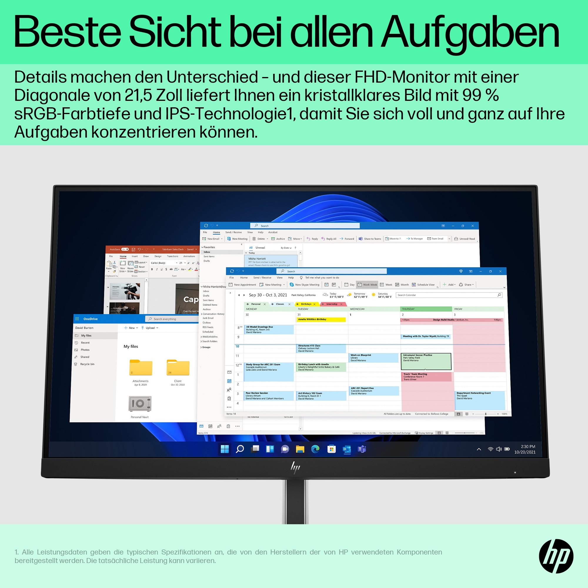 HP E-Series E22 G5 54,6 cm (21.5) 1920 x 1080 Pixeles Full HD LED Negro, Plata