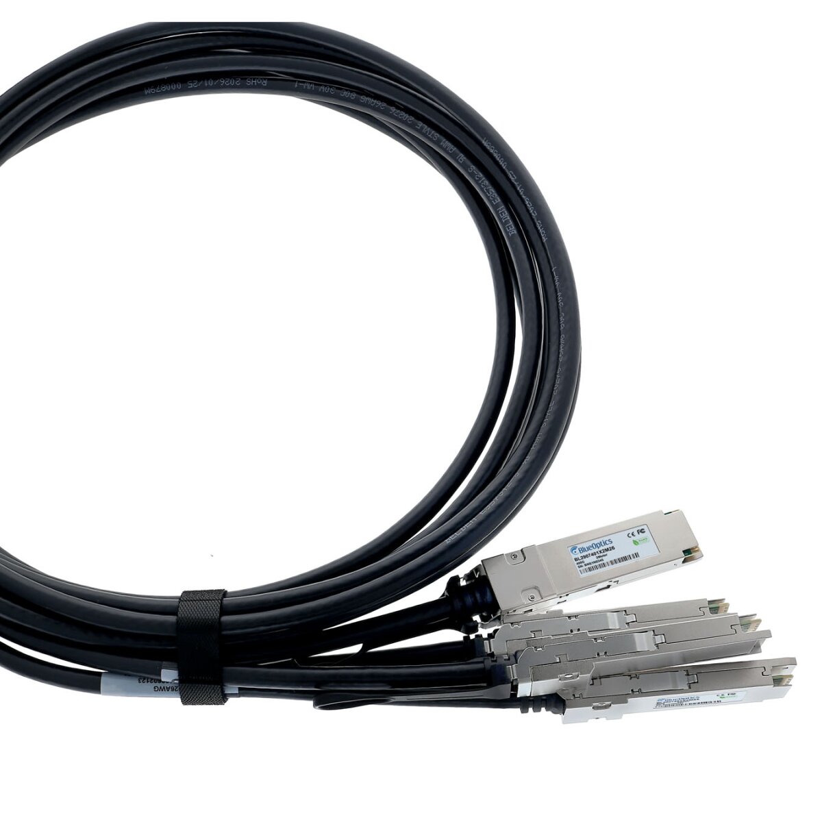 BlueOptics HPE M-Series R8M56A BlueLAN passives 400GBASE-CR4 QSFP-DD auf 4x100GBASE-CR QSFP56 Direct Attach Breakout Kabel, 2 Meter