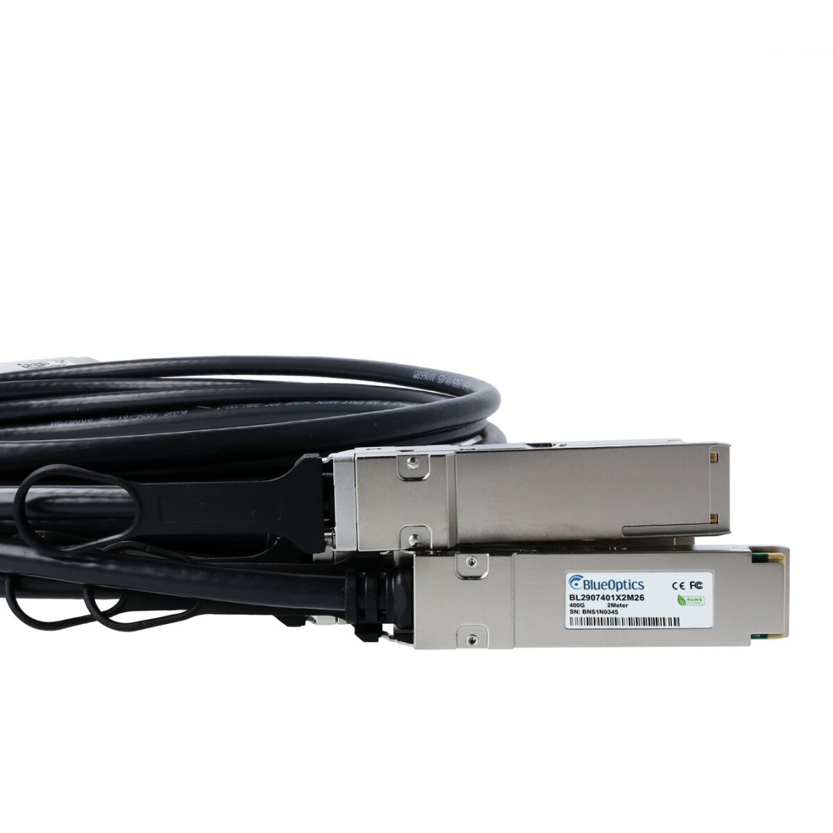 BlueOptics HPE M-Series R8M56A BlueLAN passives 400GBASE-CR4 QSFP-DD auf 4x100GBASE-CR QSFP56 Direct Attach Breakout Kabel, 2 Meter