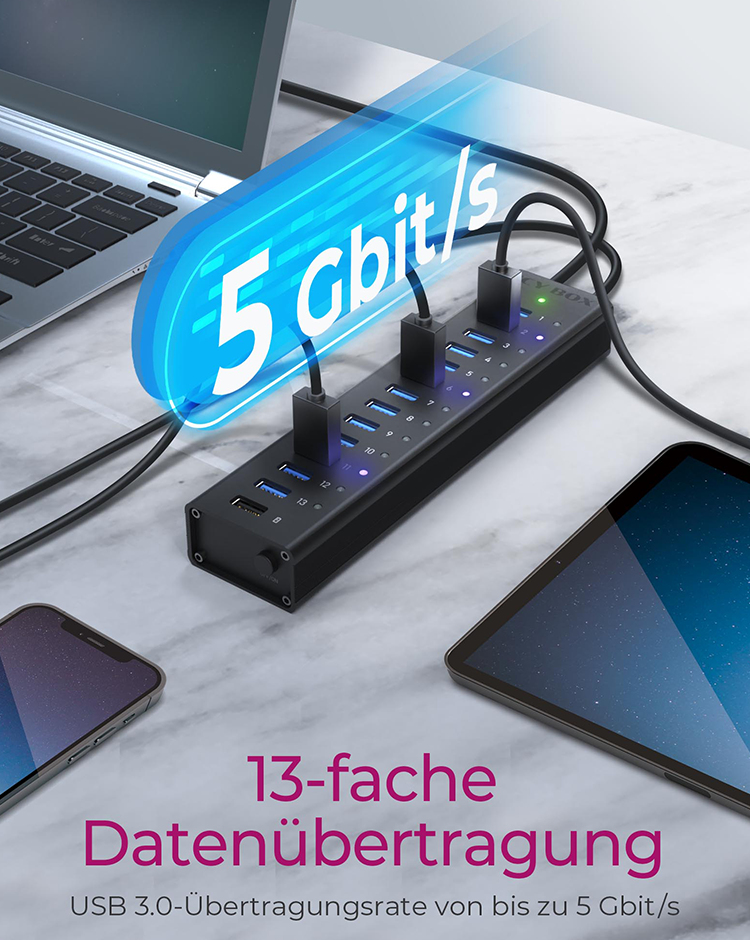 ICY BOX ICY BOX IB-AC6113 - Hub - 13 x SuperSpeed USB 3.0