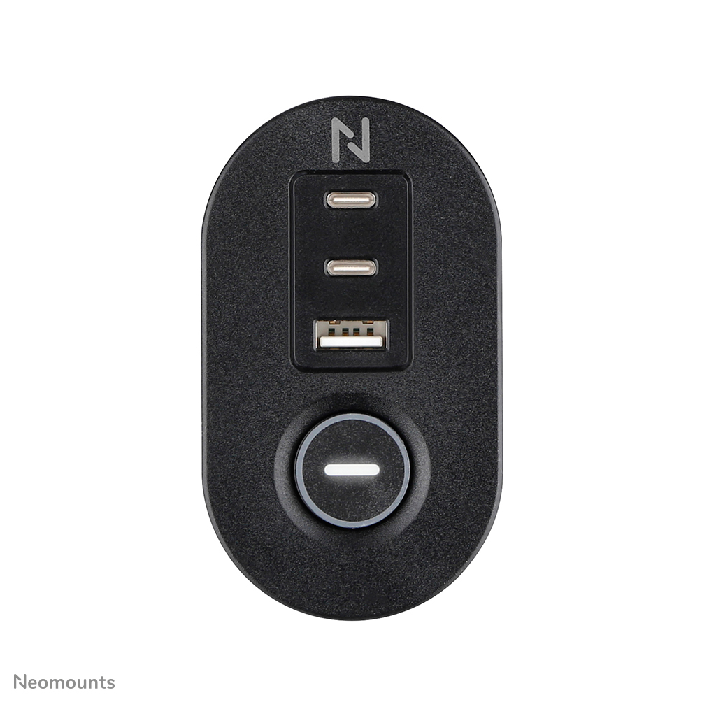 Neomounts DS22-840BL6 Regleta de sobremesa con abrazadera y puertos USB-C y USB-A - carga r�pida