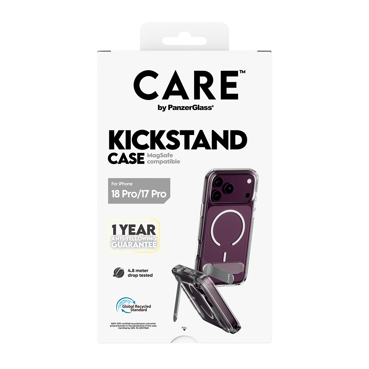 PanzerGlass CARE by � Kickstand Case Transparent w. White MagSafe iPhone 2026 Pro | 17 Pro coque de protection pour t�l�phones portables Housse