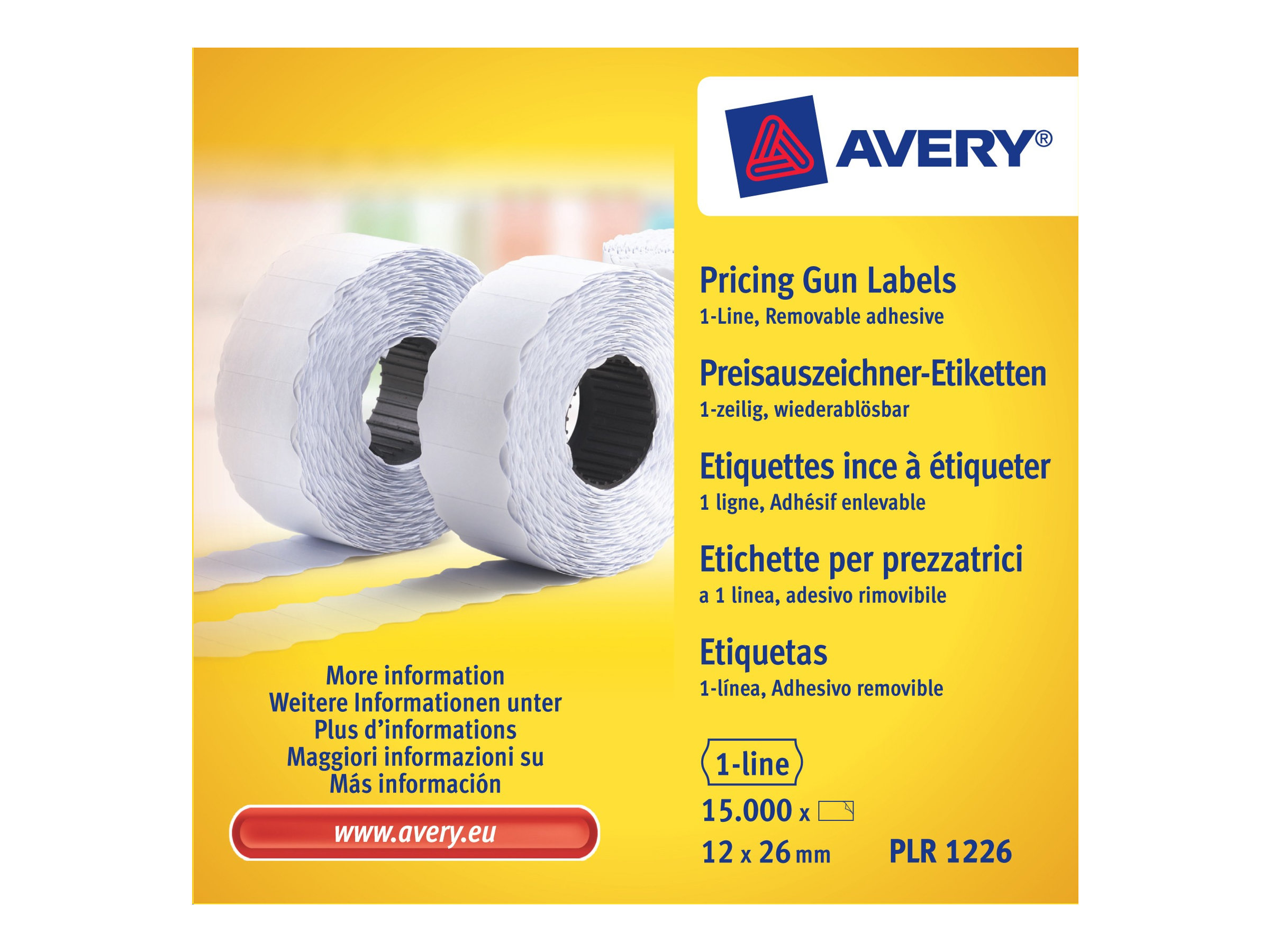 Avery Zweckform Papier - entfernbarer Klebstoff - wei - 12 x 26 mm 15000 Etikett(en) (10 Rolle(n)