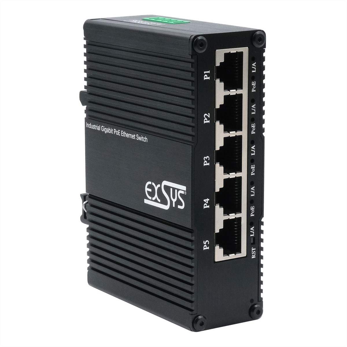 Exsys Switch Mini Industrie 5xGigabit PoE+ Web Managed - Switch - 1 Gbps