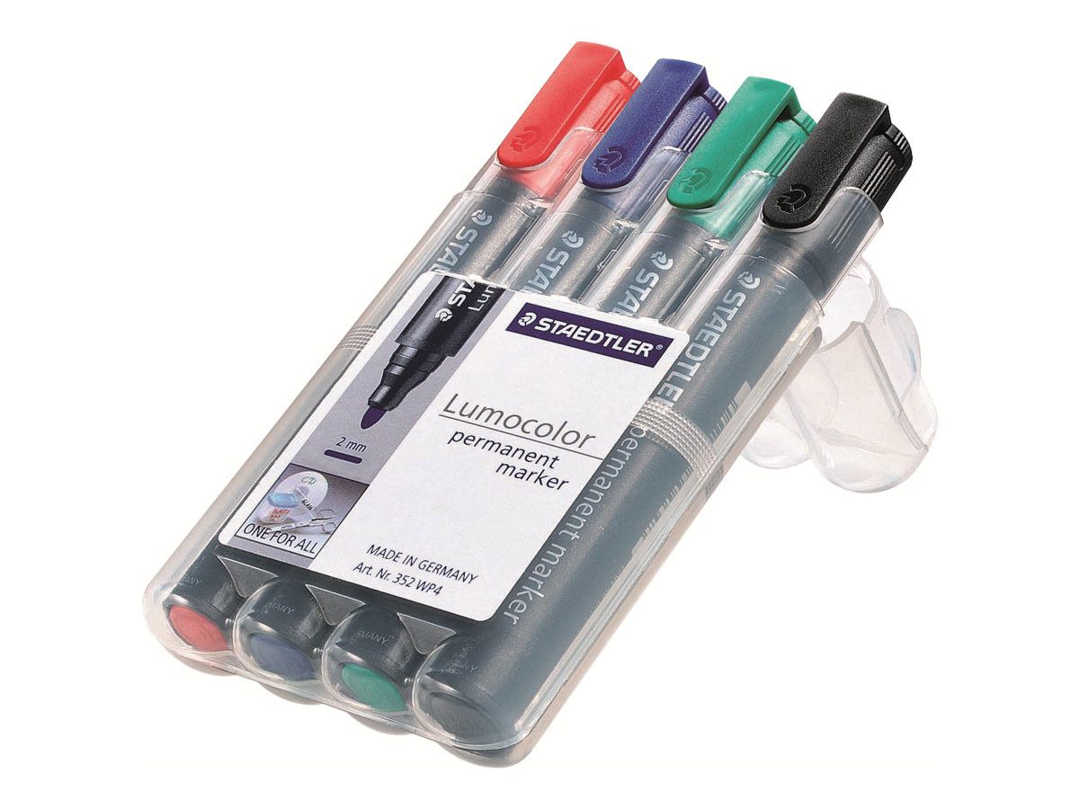 STAEDTLER Lumocolor 352 - Marker - permanent - Schwarz, Rot, Blau, Gr�n - 2 mm (Packung mit 4)