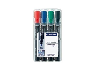 STAEDTLER Lumocolor 352 - Marker - permanent - Schwarz, Rot, Blau, Gr�n - 2 mm (Packung mit 4)