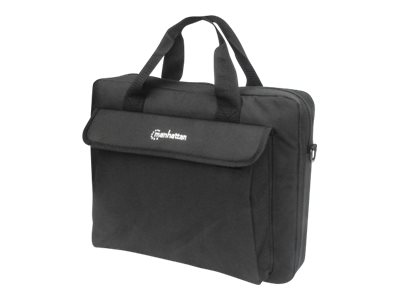 Manhattan Malet�n para port�til London 14,1, tipo top loader, negro, ECON�MICO, bolsillo para accesorios, correa de hombro desmontable, funda para port�til, garant�a 3 a�os