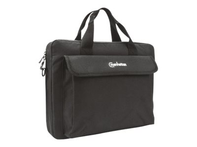 Manhattan Malet�n para port�til London 14,1, tipo top loader, negro, ECON�MICO, bolsillo para accesorios, correa de hombro desmontable, funda para port�til, garant�a 3 a�os