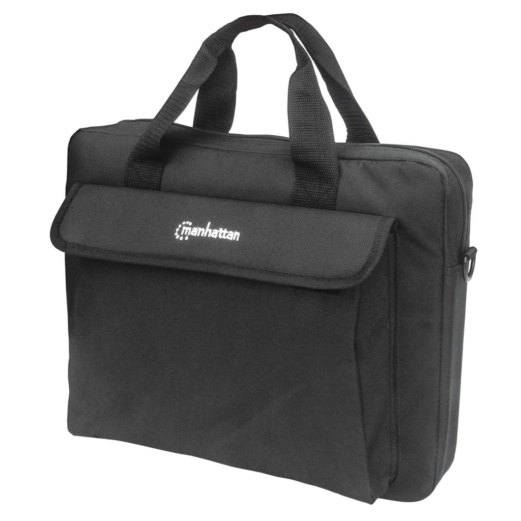 Manhattan Malet�n para port�til London 14,1, tipo top loader, negro, ECON�MICO, bolsillo para accesorios, correa de hombro desmontable, funda para port�til, garant�a 3 a�os