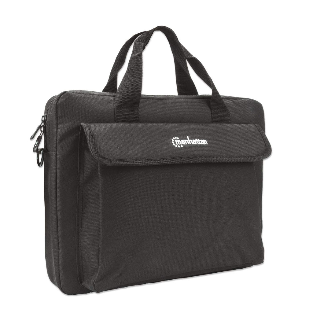 Manhattan Malet�n para port�til London 14,1, tipo top loader, negro, ECON�MICO, bolsillo para accesorios, correa de hombro desmontable, funda para port�til, garant�a 3 a�os