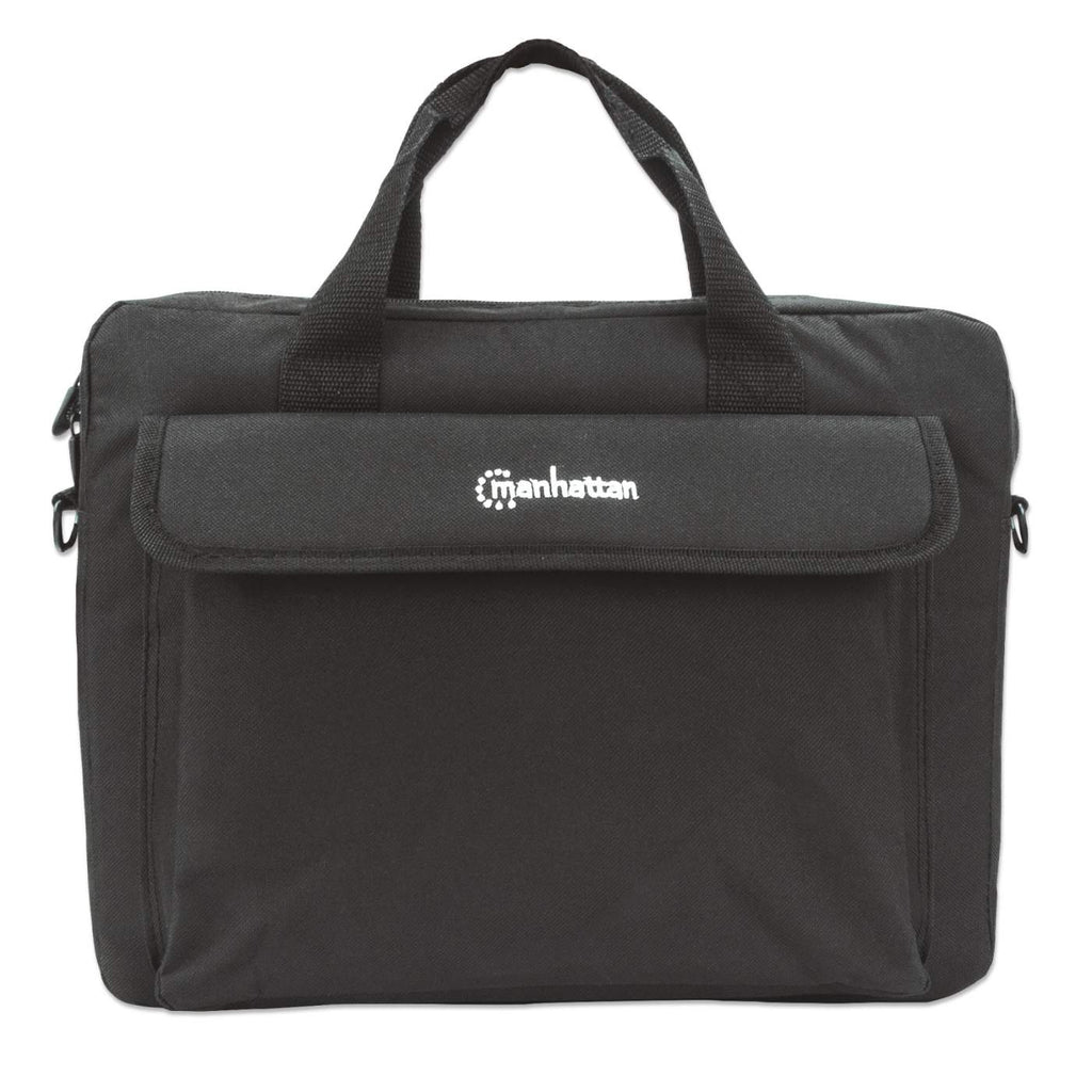 Manhattan Malet�n para port�til London 14,1, tipo top loader, negro, ECON�MICO, bolsillo para accesorios, correa de hombro desmontable, funda para port�til, garant�a 3 a�os