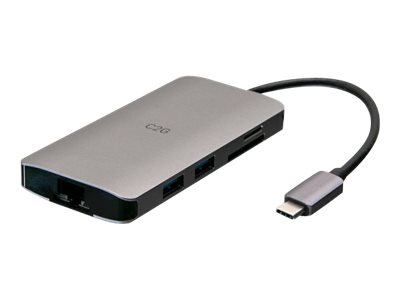 C2G USB-C 8-in-1 Mini Dock with HDMI, 2x USB-A, Ethernet, SD Card Reader, and USB-C Power Delivery up to 100W - 4K 30Hz