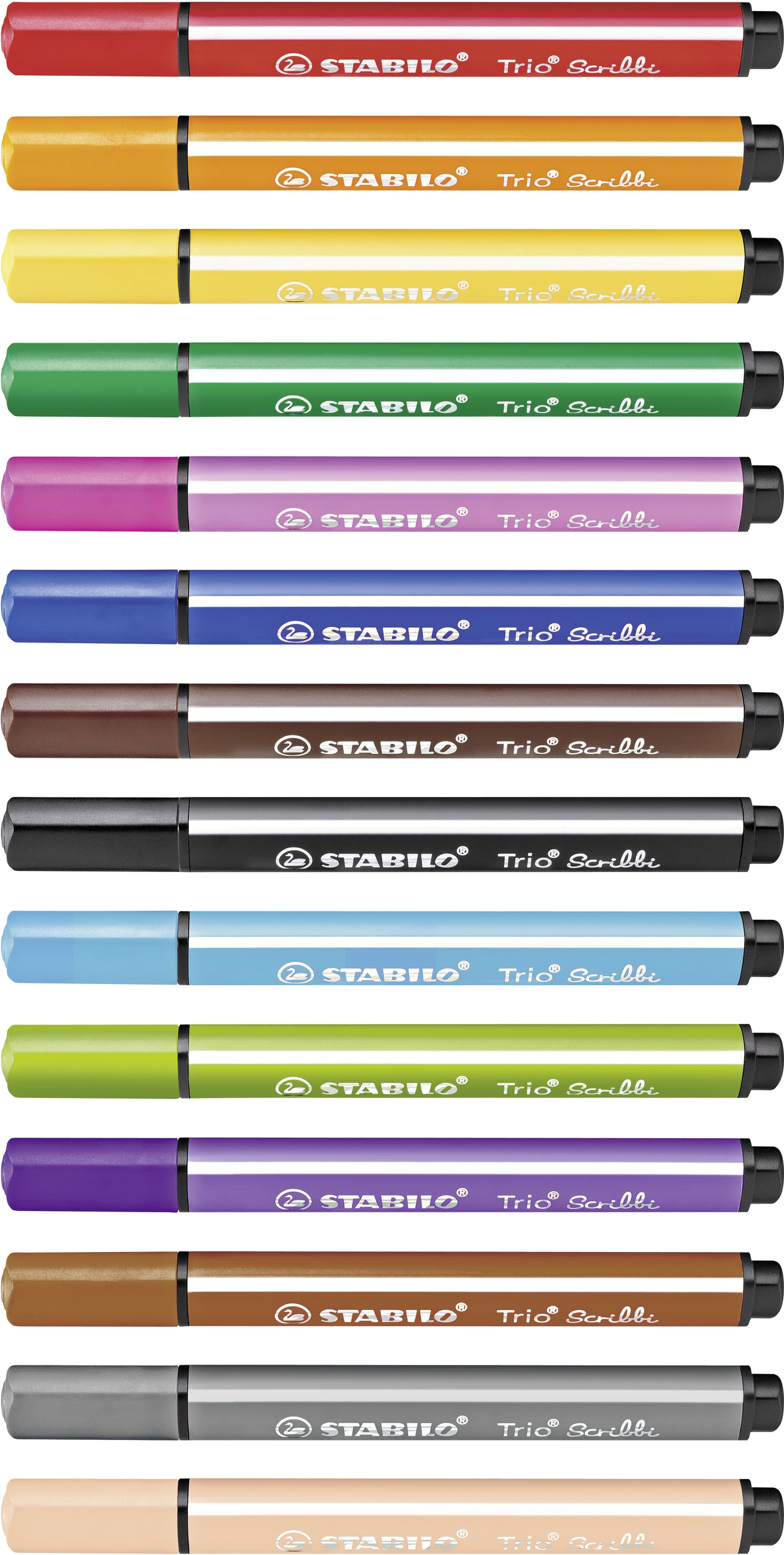 STABILO Trio Scribbi - Filzstift - nicht dauerhaft - gemischte Farben - 1.5-2 mm - gro� (Packung mit 14)