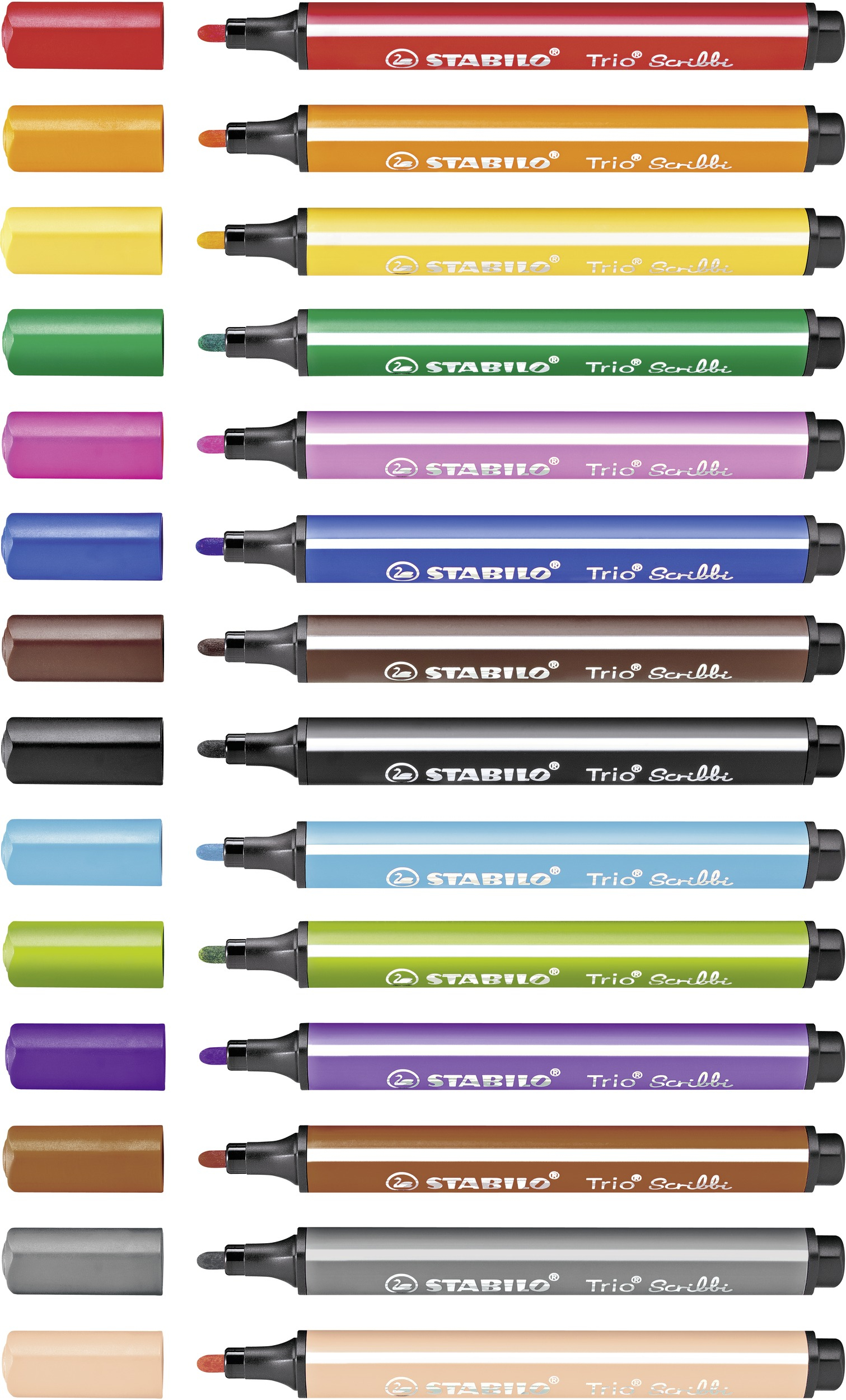 STABILO Trio Scribbi - Filzstift - nicht dauerhaft - gemischte Farben - 1.5-2 mm - gro� (Packung mit 14)