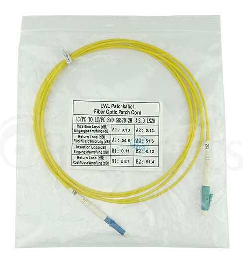 BlueOptics Simplex LWL Patchkabel LC-UPC/LC-APC Singlemode 50 Meter