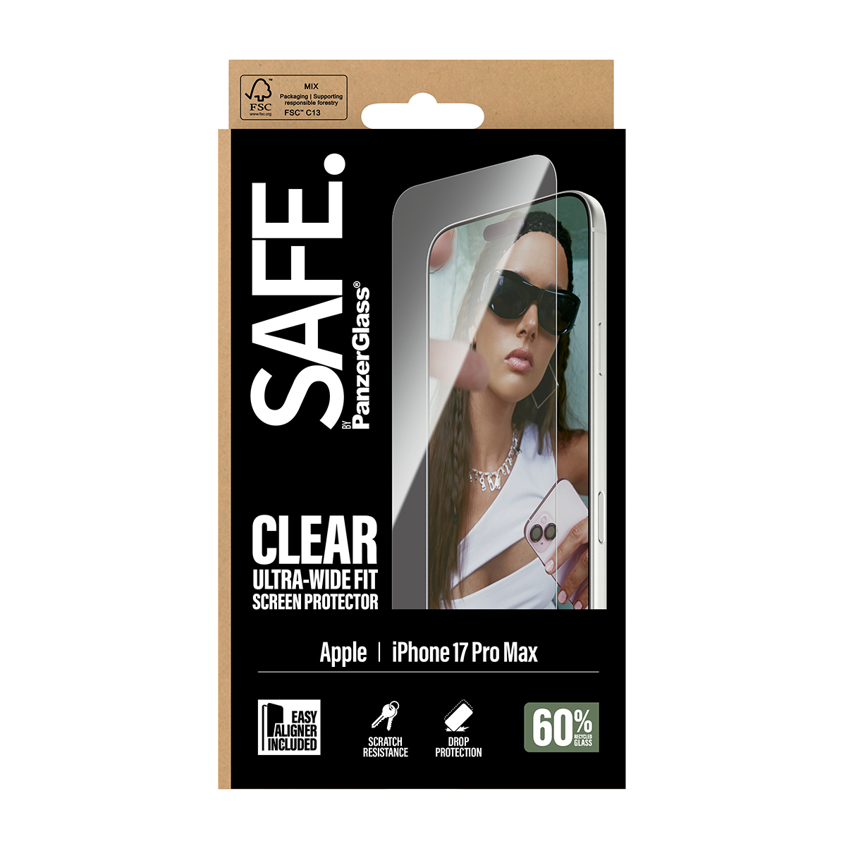 PanzerGlass SAFE. Screen Protector iPhone 17 Pro Max Ultra-Wide Fit EasyAligner