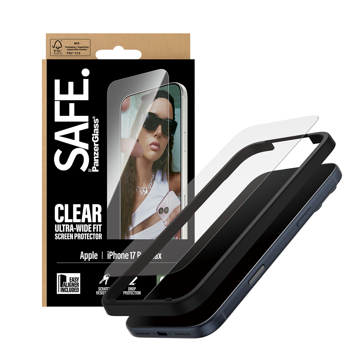 PanzerGlass SAFE. Screen Protector iPhone 17 Pro Max Ultra-Wide Fit EasyAligner