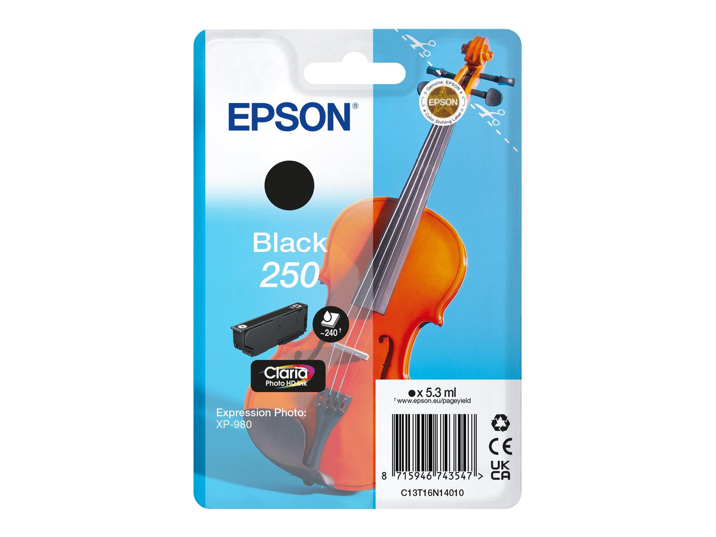 Epson 250 Violin Claria Photo HD cartucho de tinta 1 pieza(s) Original Negro