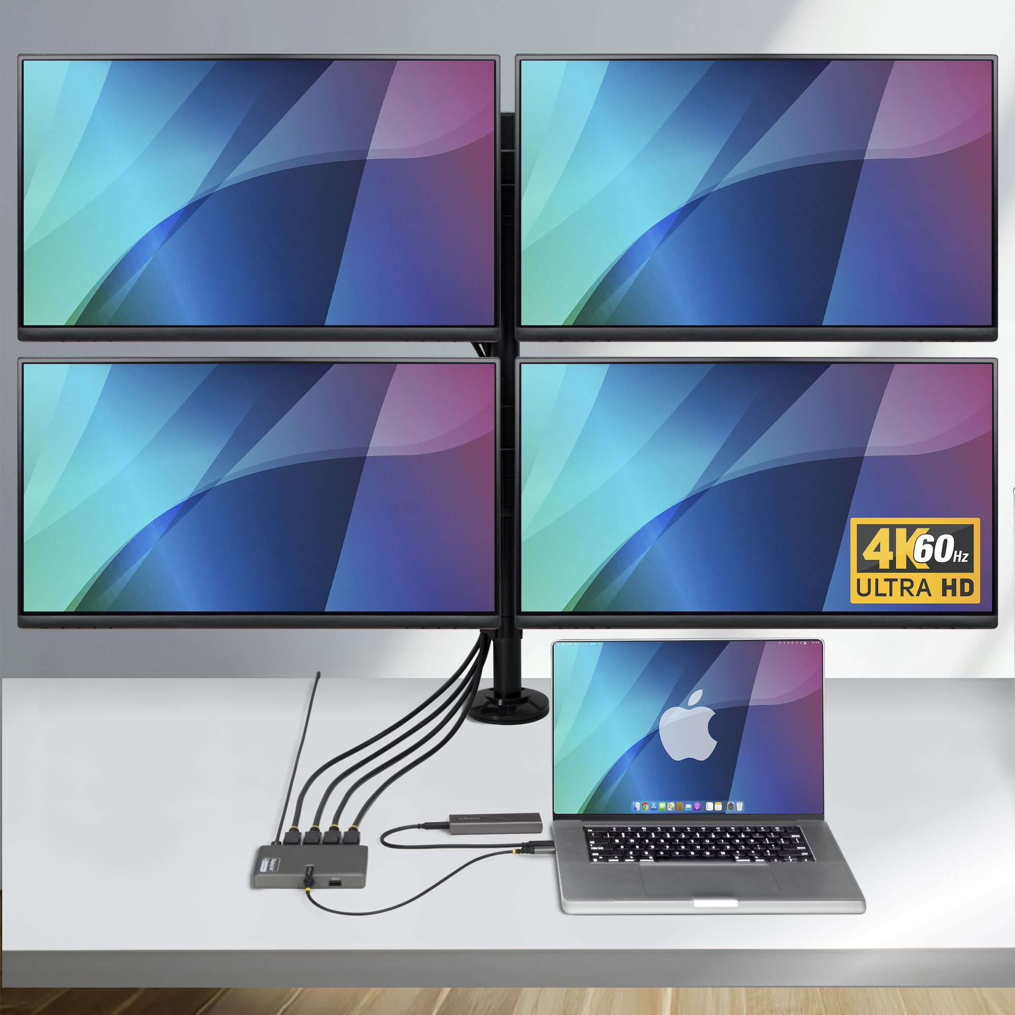 StarTech.com QUAD-USB-DP-ADAPT replicatore di porte e docking station per laptop Cablato USB 3.2 Gen 1 (3.1 Gen 1) Type-C Grigio