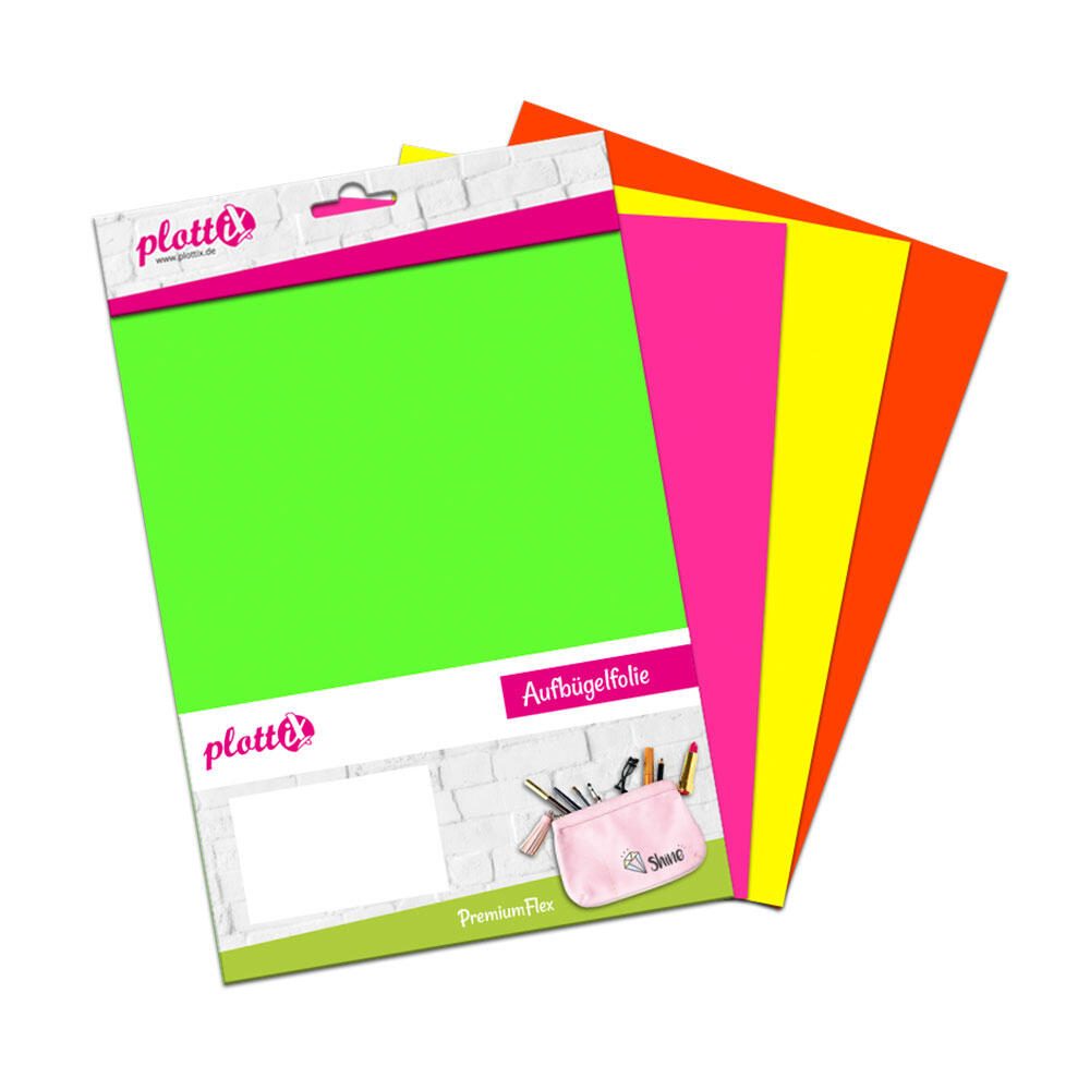Plottix PremiumFlex Neon Aufbgelfolie 4 St. farbsortiert neon Flex-Folie 20.0 cm x 30.0
