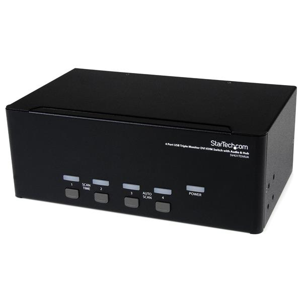 StarTech.com 4 Port Dreifach Monitor DVI USB KVM Switch mit Audio und USB 2.0 Hub