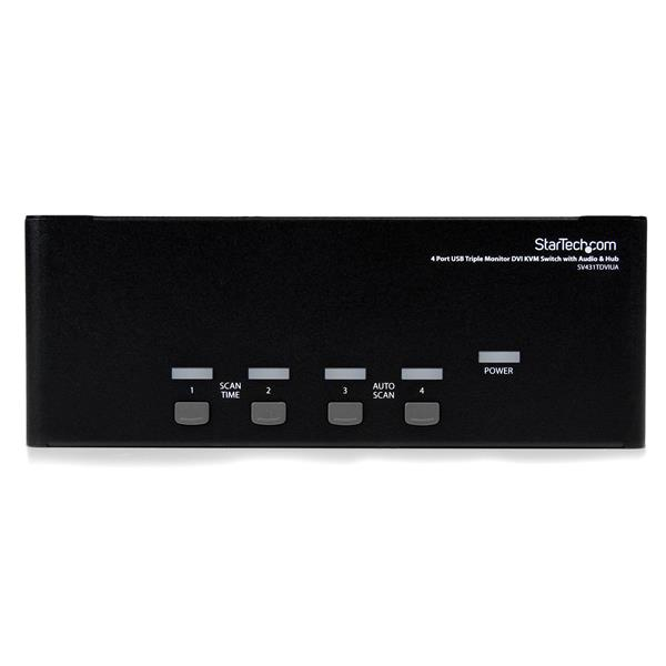 StarTech.com 4 Port Dreifach Monitor DVI USB KVM Switch mit Audio und USB 2.0 Hub