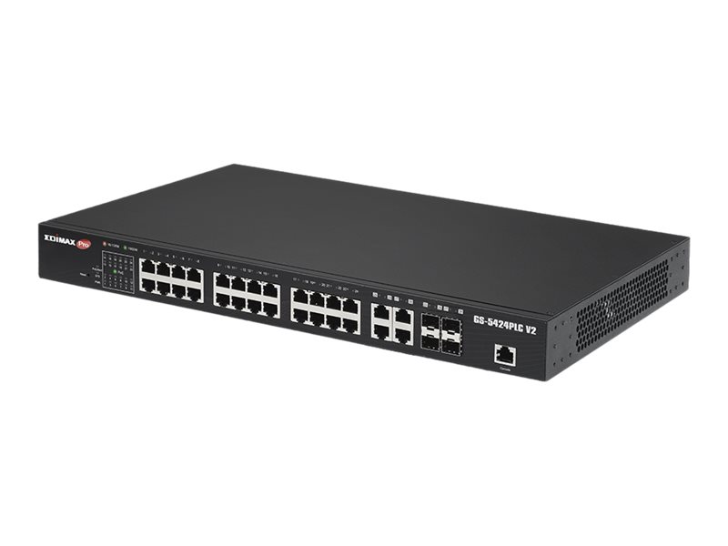 Edimax GS-5424PLC V2 commutateur rseau Gr Gigabit Ethernet (10/100/1000) Connexion Ethernet, supportant lalimentation via ce port (PoE) 1U Noir