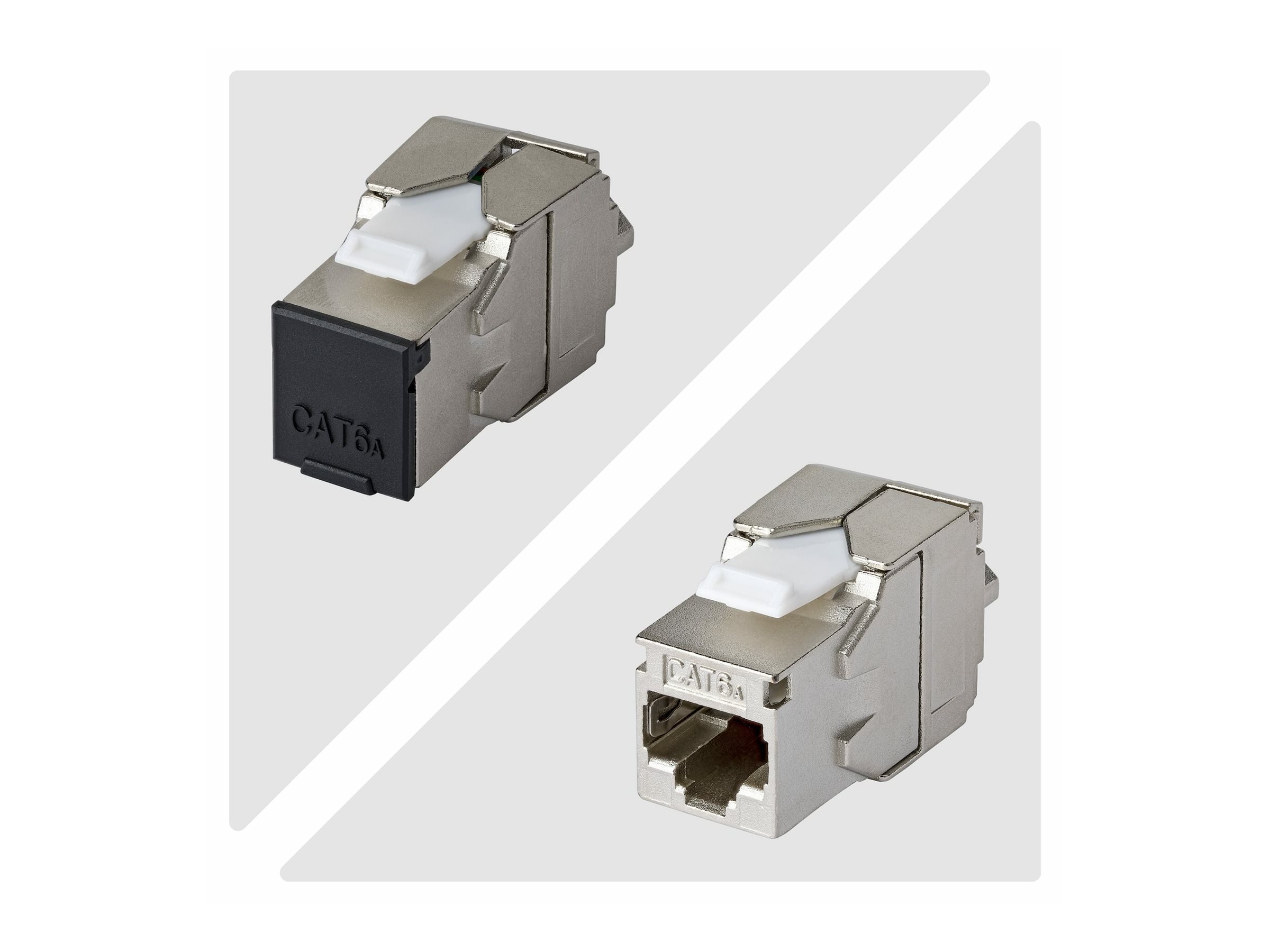 StarTech.com Shielded Cat6a Keystone Jack, 10-Pack RJ45 Ethernet Keystone Jacks, STP Cat6a Wall Jack, 180-Degree Toolless