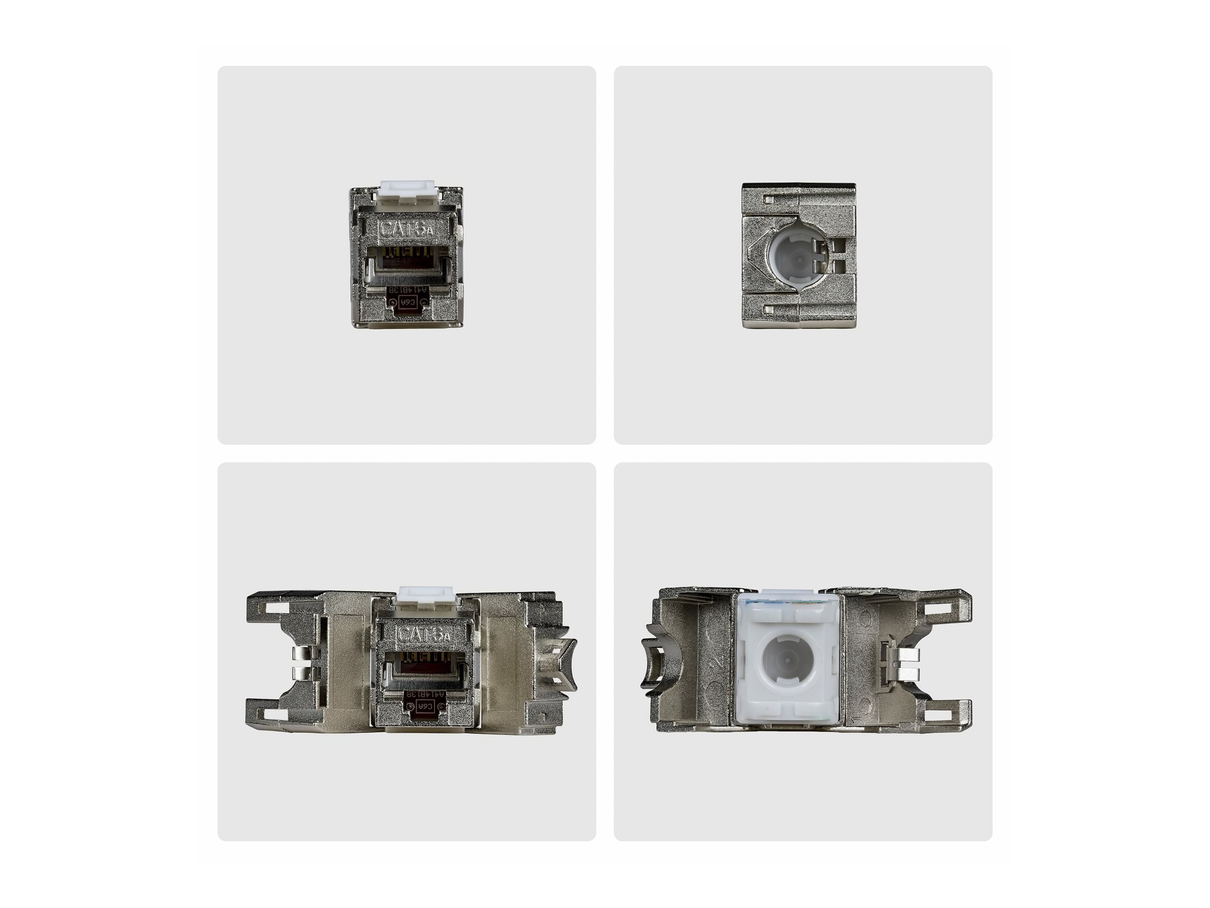StarTech.com Shielded Cat6a Keystone Jack, 10-Pack RJ45 Ethernet Keystone Jacks, STP Cat6a Wall Jack, 180-Degree Toolless