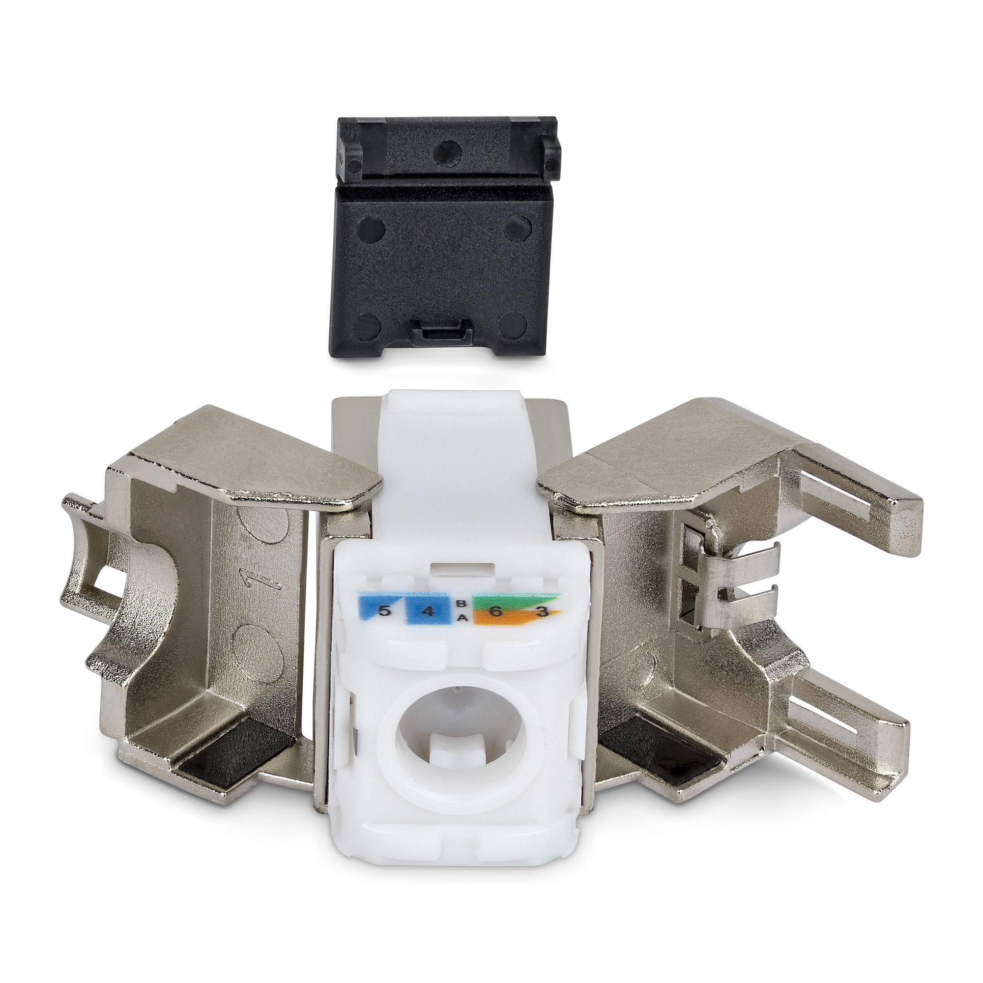 StarTech.com Shielded Cat6a Keystone Jack, 10-Pack RJ45 Ethernet Keystone Jacks, STP Cat6a Wall Jack, 180-Degree Toolless