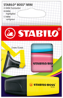 STABILO Leuchtmarker BOSS Mini 3 Stueck Blau/Gelb/Pink Kartonetui