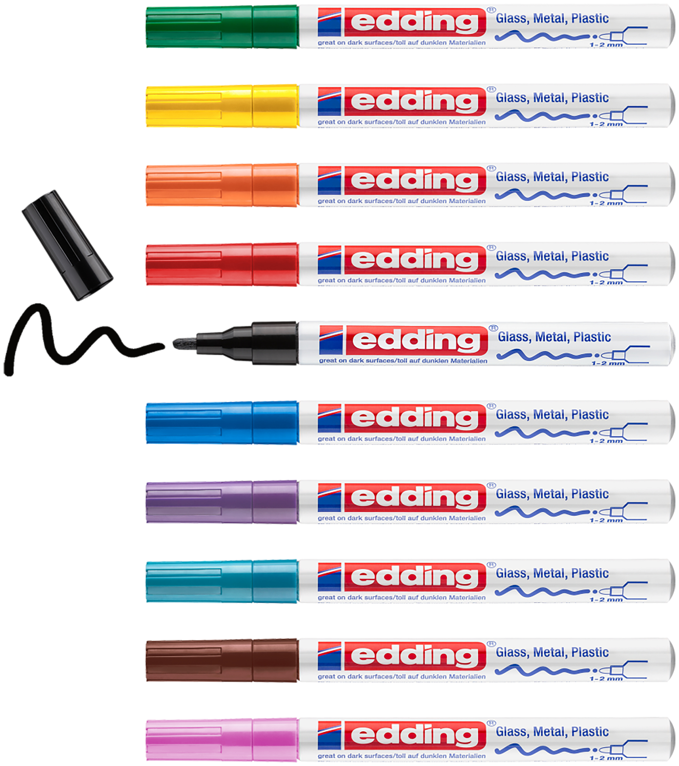 Edding 751 Black, Red, Blue, Green, Yellow, Orange, Brown, Violet, Pink, Light Blue 10 pc(s)