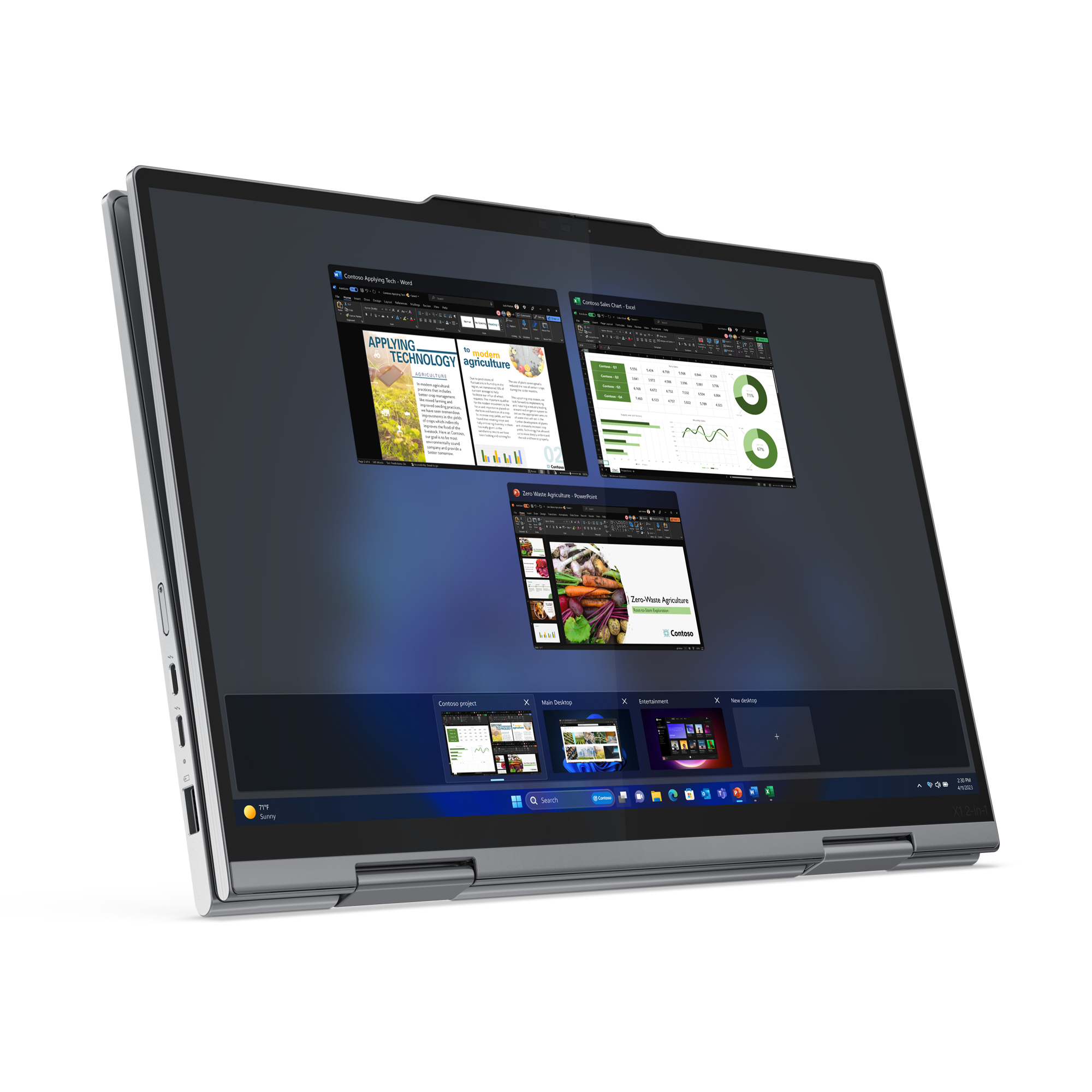 Lenovo ThinkPad X1 2-in-1 Intel Core Ultra 7 155U Ibrido (2 in 1) 35,6 cm (14) Touch screen WUXGA 32 GB LPDDR5x-SDRAM 1 TB SSD Wi-Fi 6E (802.11ax) Windows 11 Pro Grigio