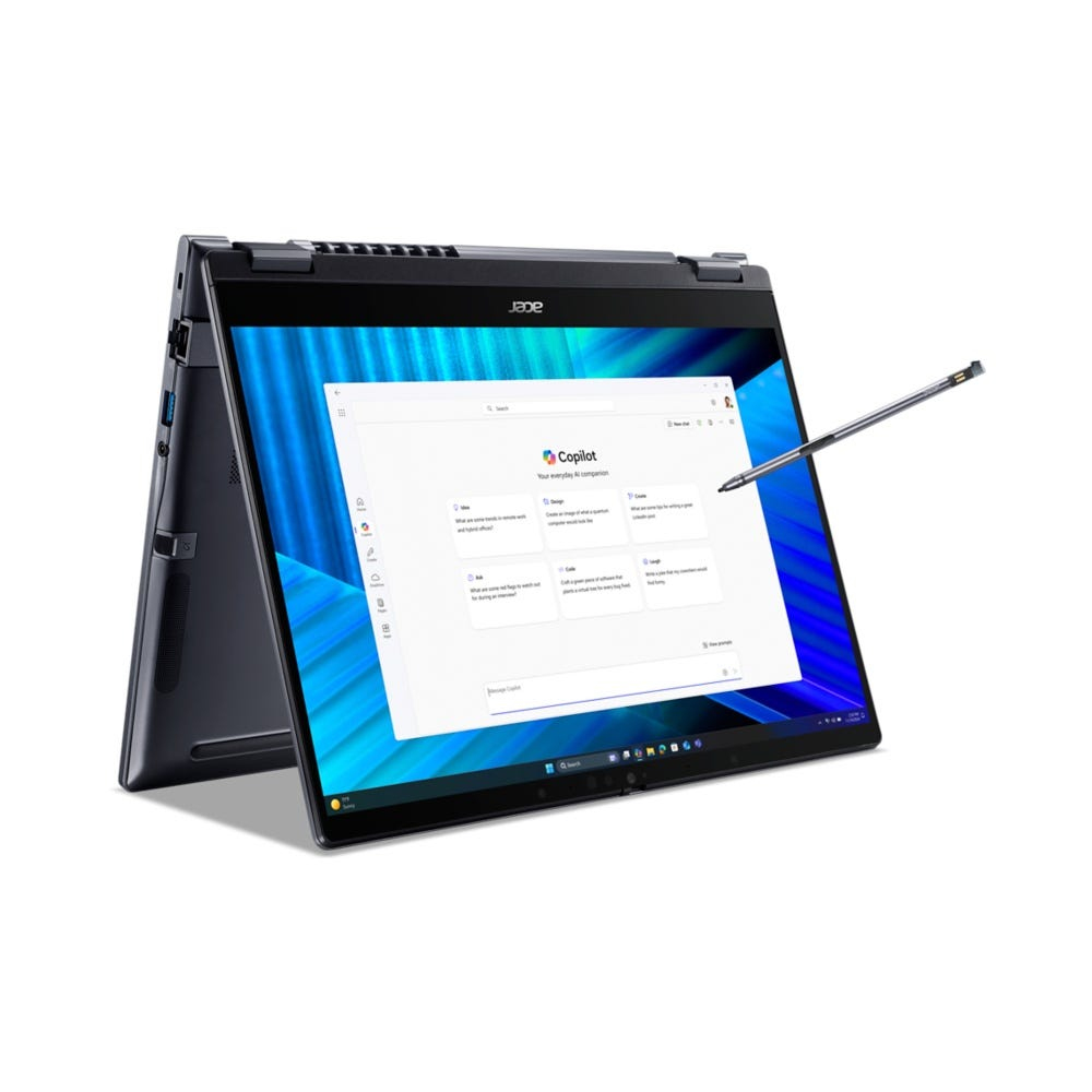 Acer TravelMate TMP414RN-55-TCO-58UA Intel Core Ultra 5 225U H�brido (2-en-1) 35,6 cm (14) Pantalla t�ctil WQXGA+ 16 GB DDR5-SDRAM 512 GB SSD Wi-Fi 7 (802.11be) Windows 11 Pro Azul