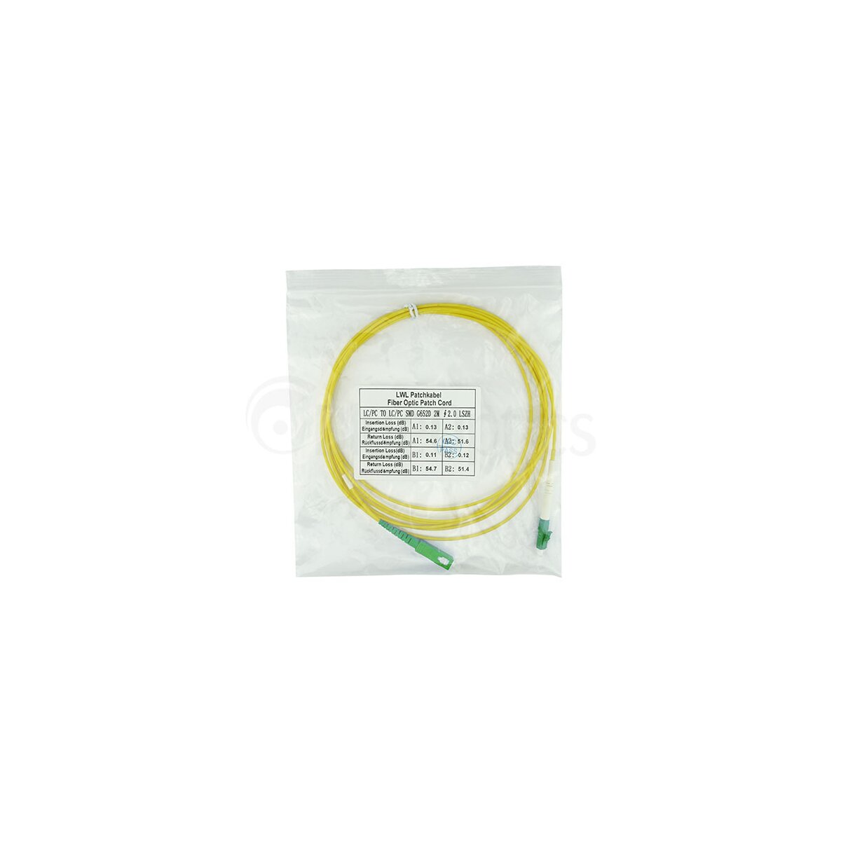 BlueOptics SFP2122BU20MM fibre optic cable 20 m LC SC G.657.A1 Yellow
