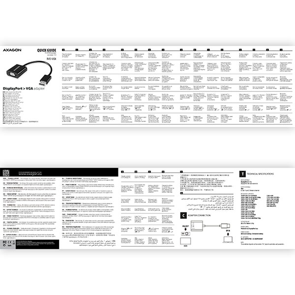 Axagon RVD-VGN c�ble vid�o et adaptateur 0,16 m DisplayPort VGA (D-Sub) Noir