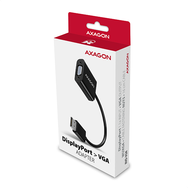 Axagon RVD-VGN c�ble vid�o et adaptateur 0,16 m DisplayPort VGA (D-Sub) Noir