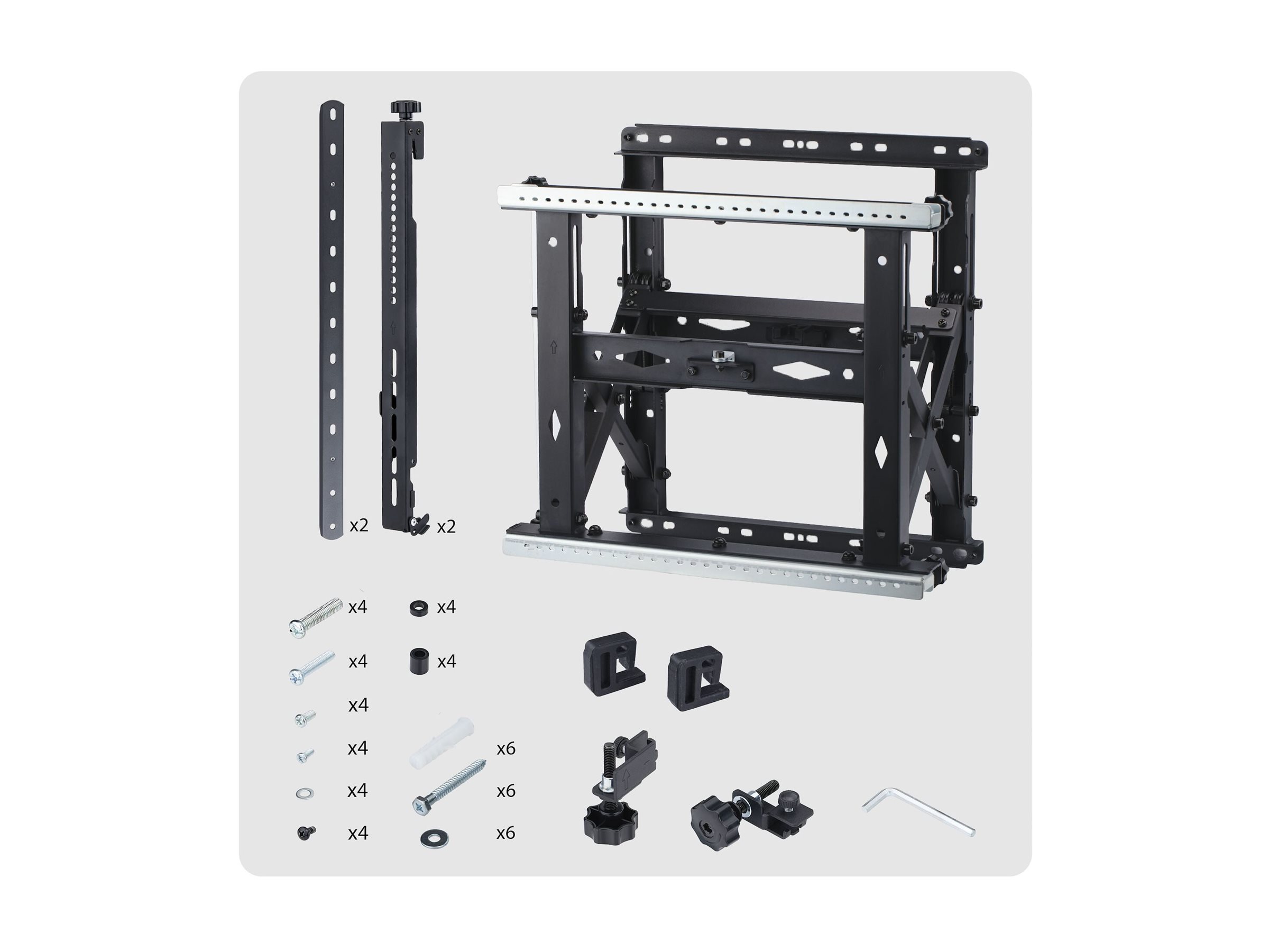 StarTech.com Startech - Befestigungskit (Wandmontage, VESA-Montagehalterungen, 2 Winkeleinsteller) - Kickstand-Stil - f�r Flachbildschirm - landscape/portrait, six-point adjustments, up to 70 kg - Schwarz - Bildschirmgr��e: 114.3-177.8 cm (45-70)