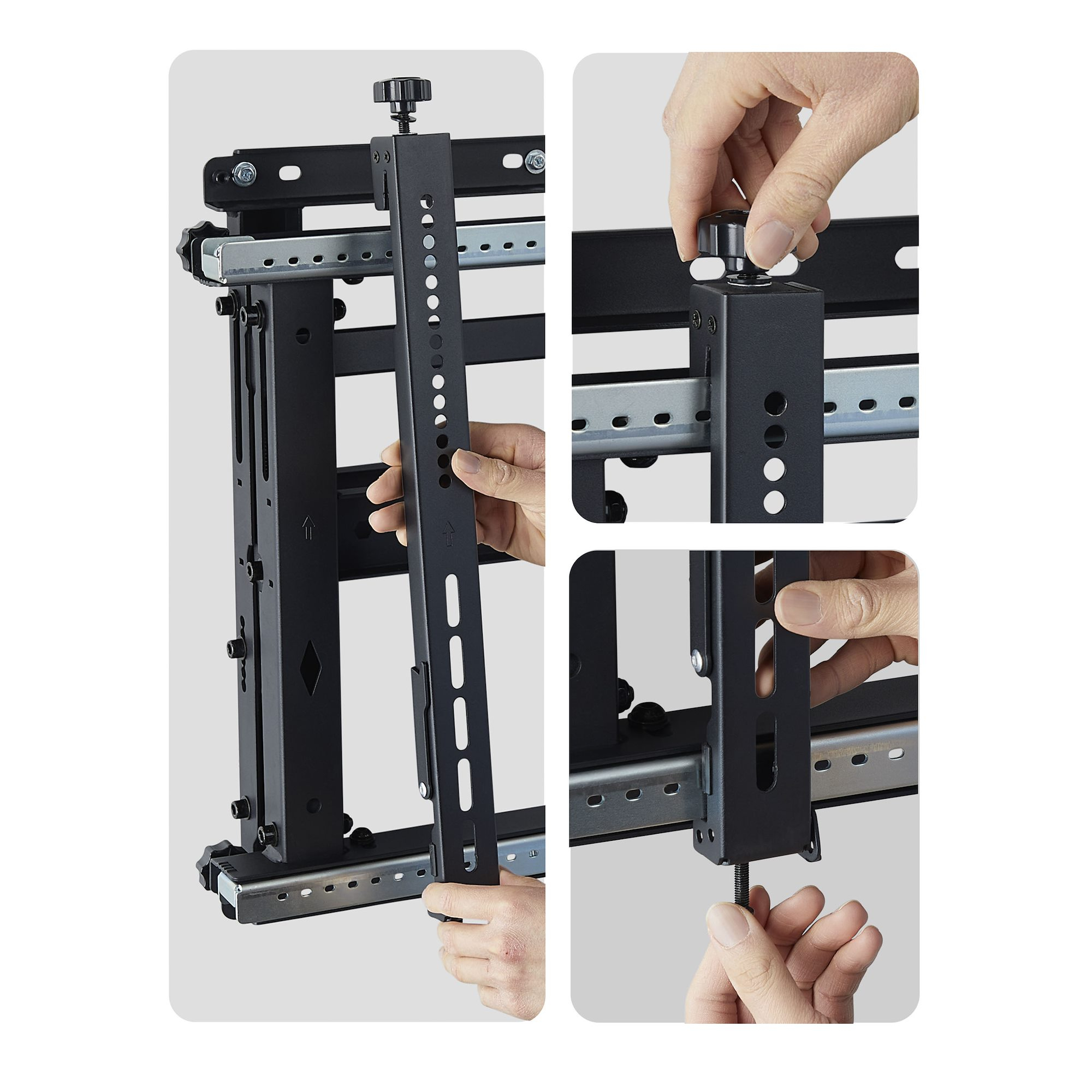 StarTech.com Startech - Befestigungskit (Wandmontage, VESA-Montagehalterungen, 2 Winkeleinsteller) - Kickstand-Stil - f�r Flachbildschirm - landscape/portrait, six-point adjustments, up to 70 kg - Schwarz - Bildschirmgr��e: 114.3-177.8 cm (45-70)