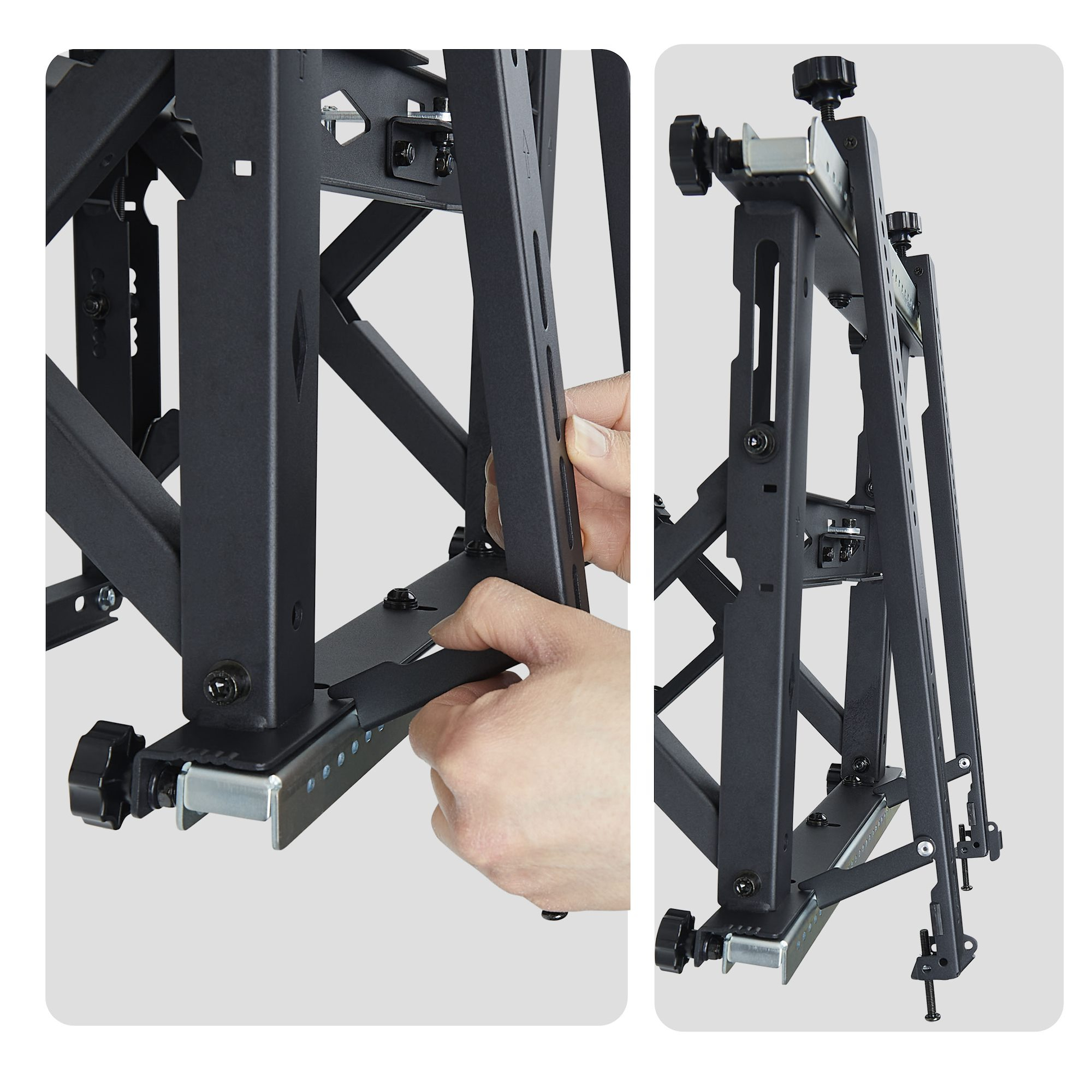 StarTech.com Startech - Befestigungskit (Wandmontage, VESA-Montagehalterungen, 2 Winkeleinsteller) - Kickstand-Stil - f�r Flachbildschirm - landscape/portrait, six-point adjustments, up to 70 kg - Schwarz - Bildschirmgr��e: 114.3-177.8 cm (45-70)